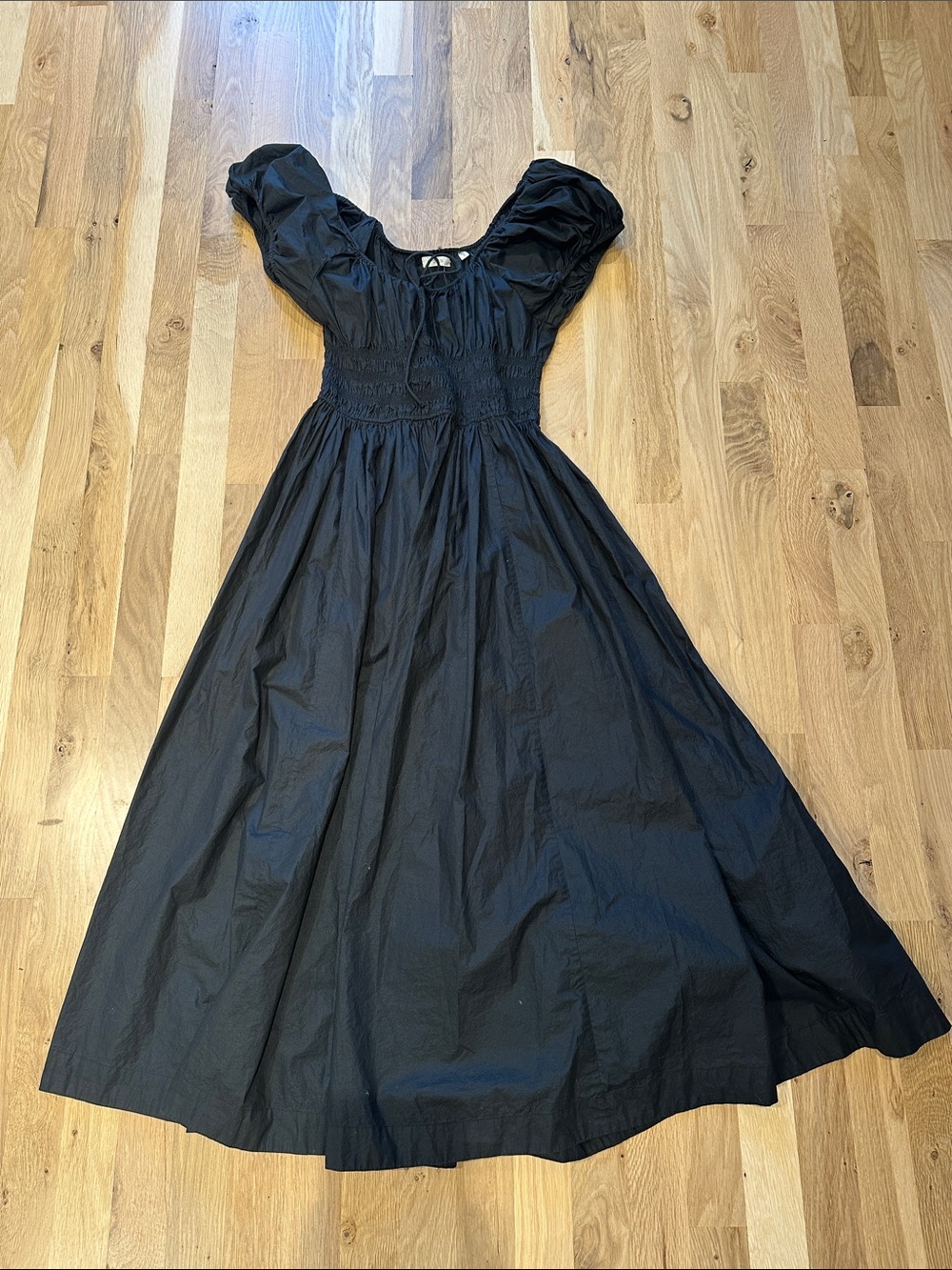 Doen Black Maxi Dress with Puff Sleeves